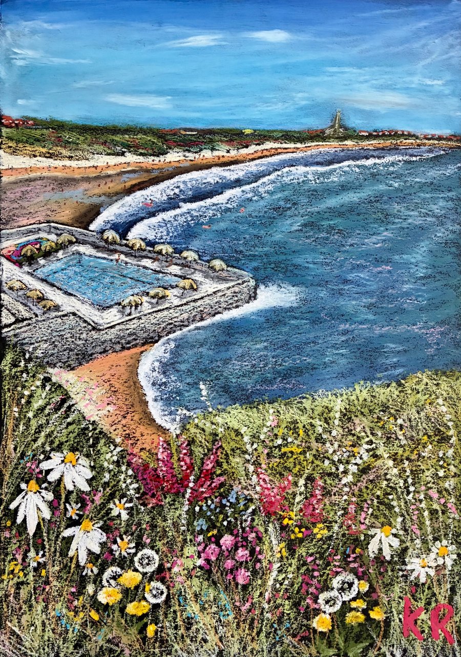 'Tynemouth Outdoor Pool Reimagined' A4 Art Print
