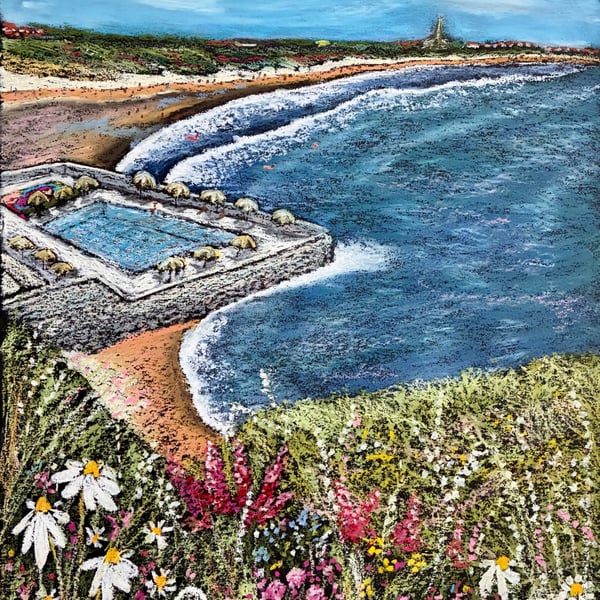 'Tynemouth Outdoor Pool Reimagined' A4 Art Print