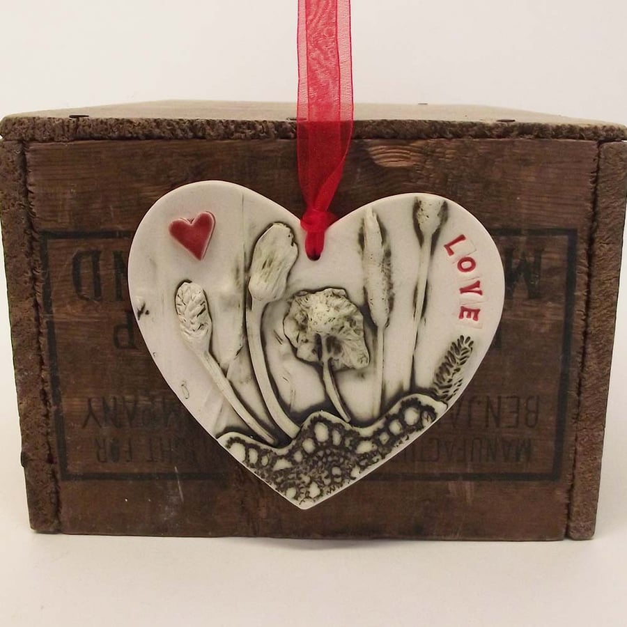 Ceramic LOVE heart decoration Pottery 