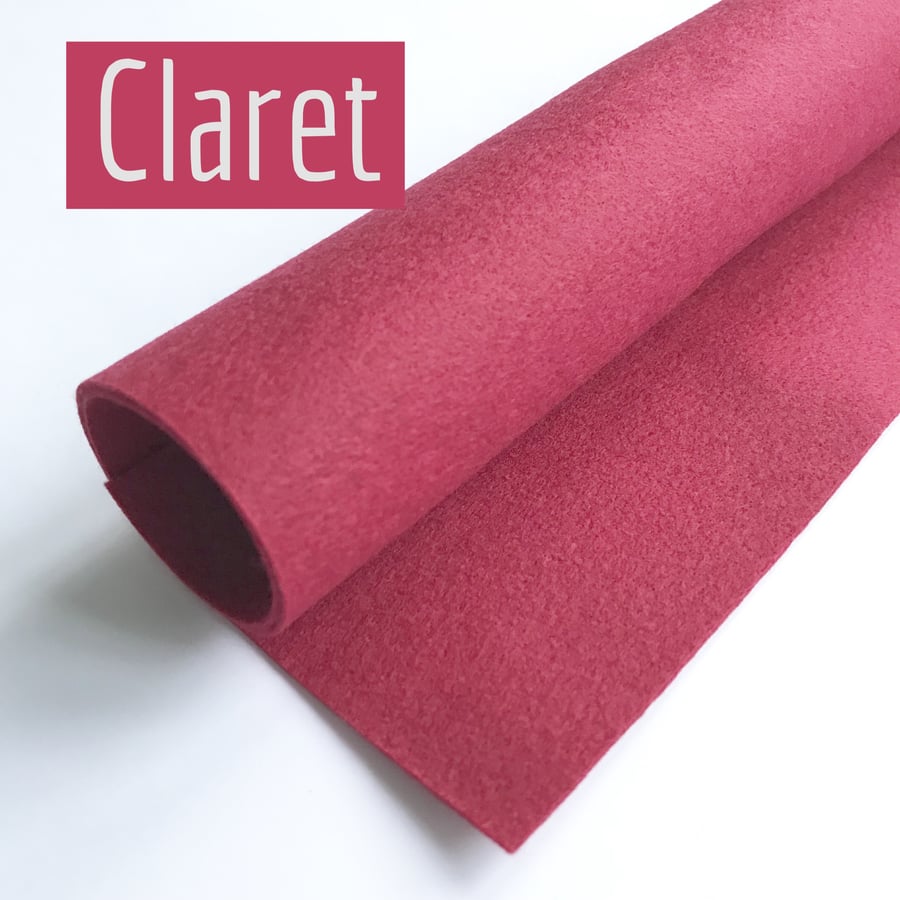 CLARET Dark Red Felt - LARGE - 55x65cm Polyester Felt Sheet