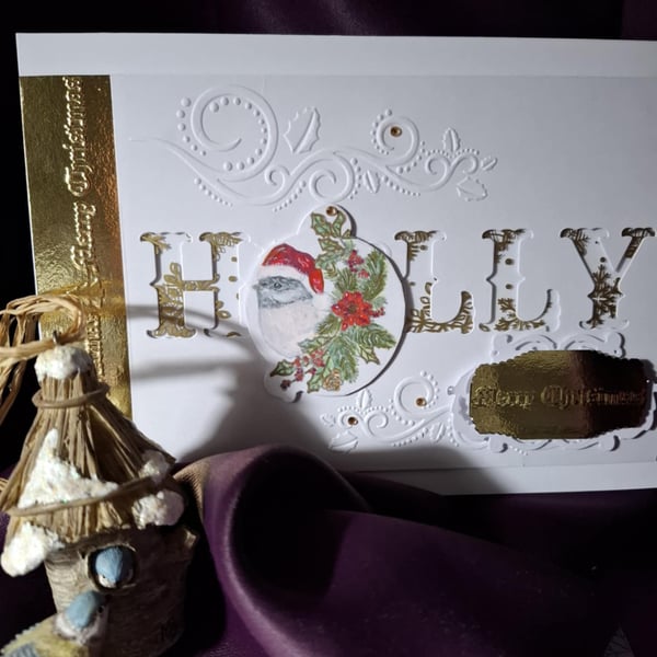 Hand Crafted And Painted Embossed And Collage Stand Alone Festive Card