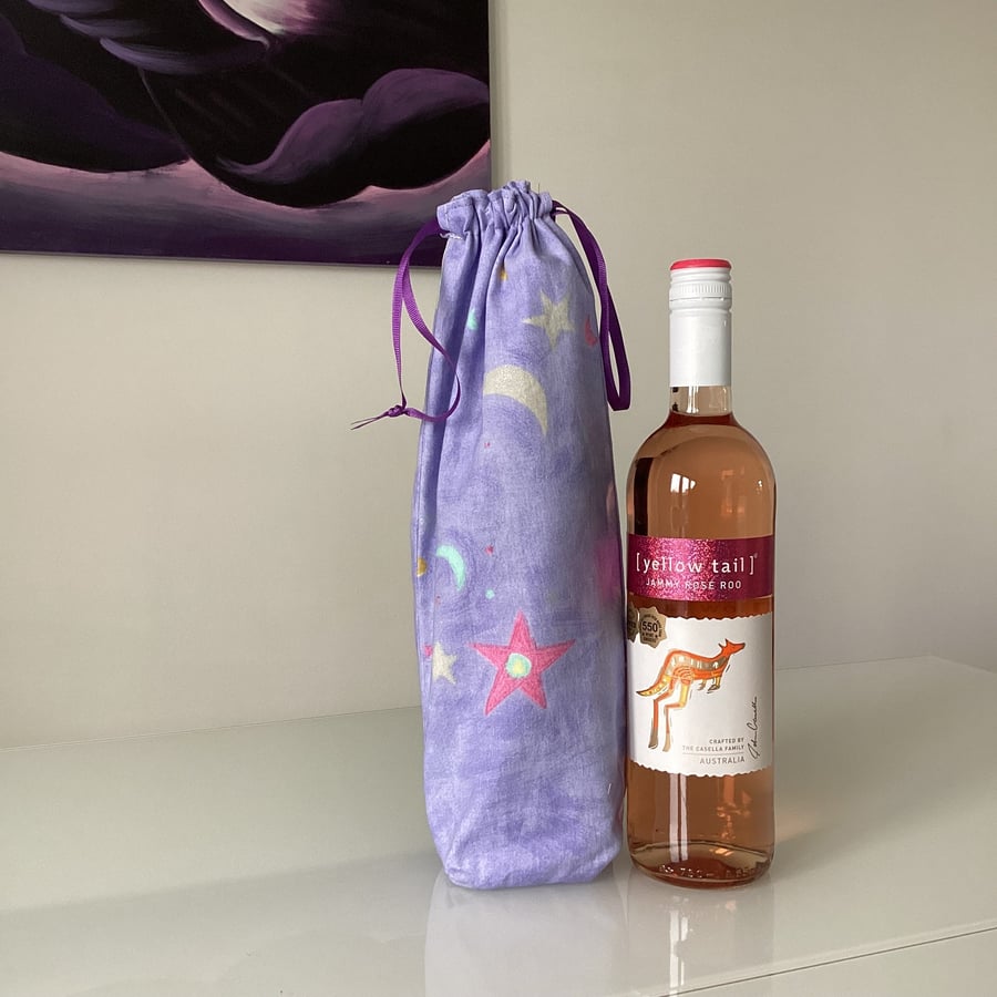 Wine Gift Bag, Fabric gift bag, Purple bottle gift bag, lilac bottle bag, fabric