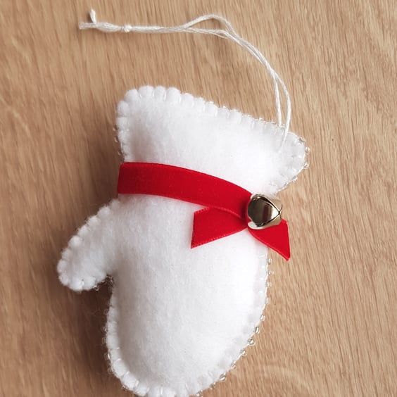 Christmas mitten hanging decoration 