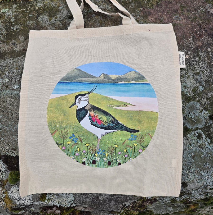 Lapwing in the Machair Recycled Cotton Tote Bag 