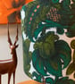 Bold Vivid Green Copper Jade Ornate 50s 60s Barkcloth Vintage Fabric Lampshade - Image 5