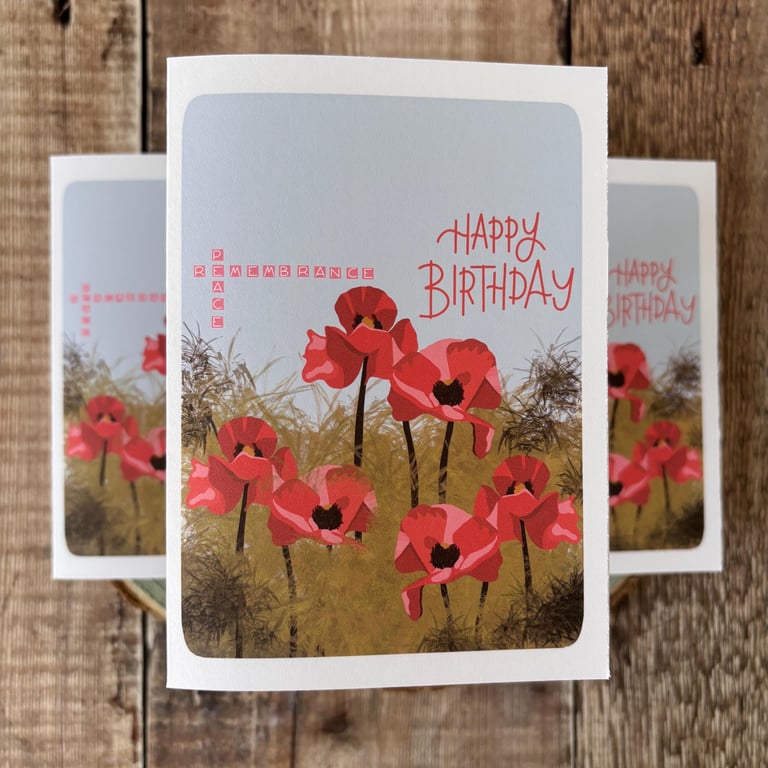 Poppy Birthday Card: August Birth Flower Greeting Card