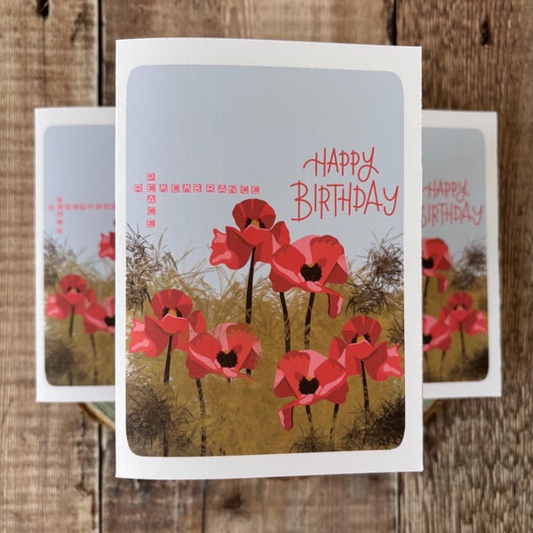 Poppy Birthday Card: August Birth Flower Greeting Card
