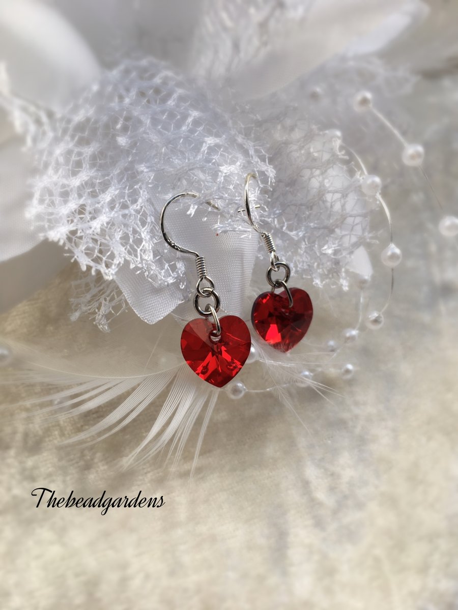 Red heart earrings 