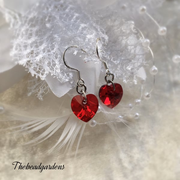 Red heart earrings 