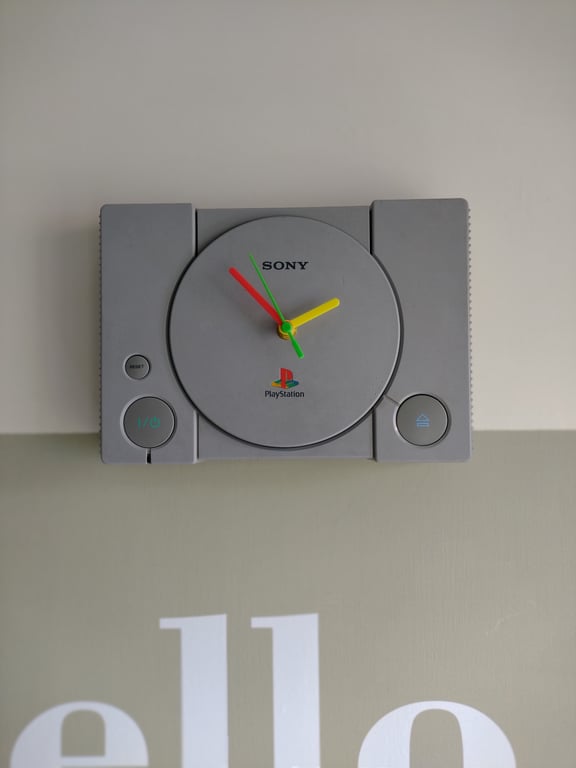 Unique Wall Clock upcycled from a Vintage Sony Playstation, Retro man cave decor