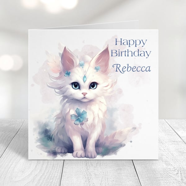 Personalised Fantasy Cats Birthday Card Design 3