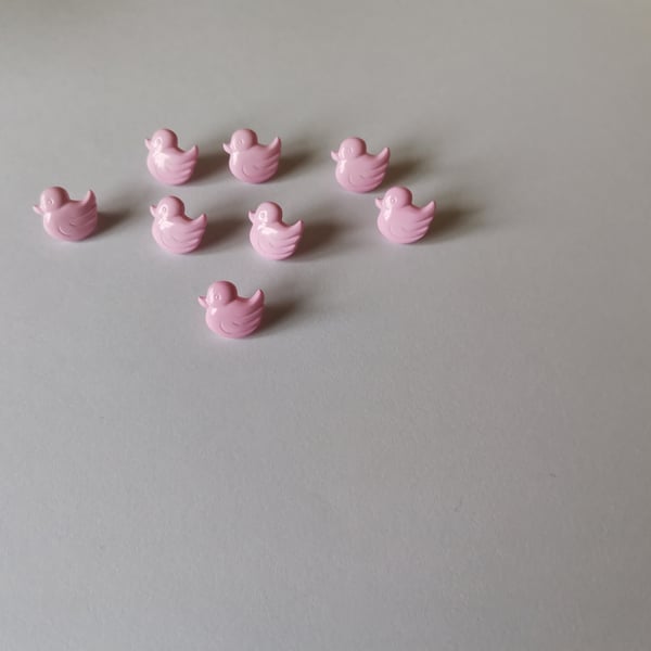 10 Pink Duck Shape Shank Buttons, 12mm x 14mm Buttons