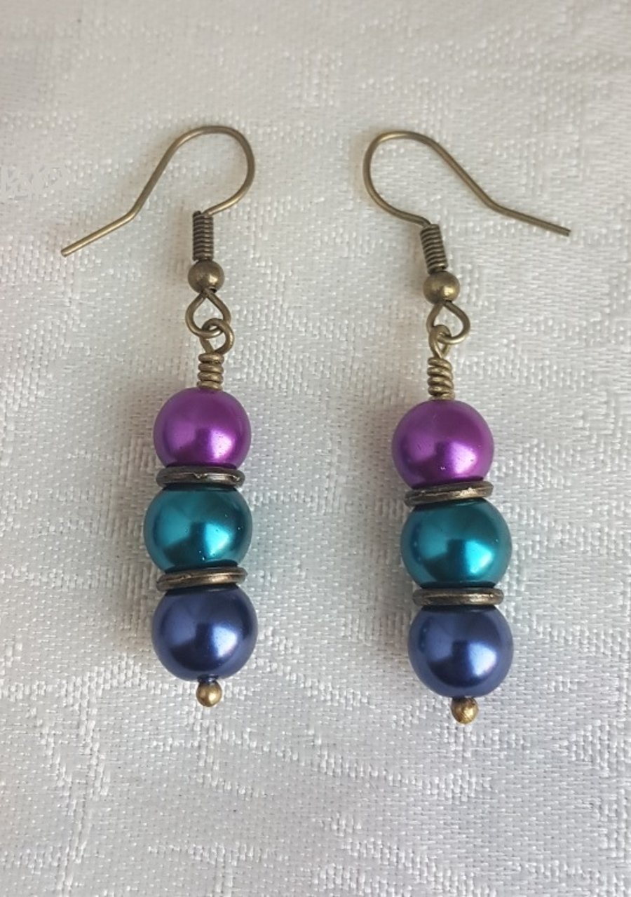 SALE - Gorgeous Peacock Spice Earrings - Dark Tone.