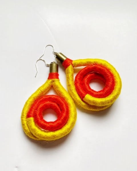 Dangle earrings, Statement earrings, Colourful Rope earrings