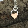 Teeny Copper Heart and Sterling Silver Pendant.  Tiny Sweetheart