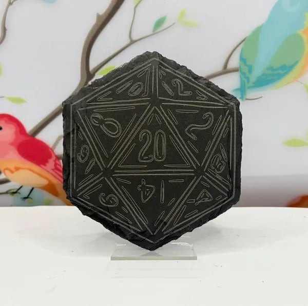 D20 Dice Laser Etched Coaster
