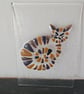 Curled up cat picture - Handmade fused glass picture