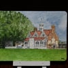 ACEO Original Cricket Pavilion watercolour