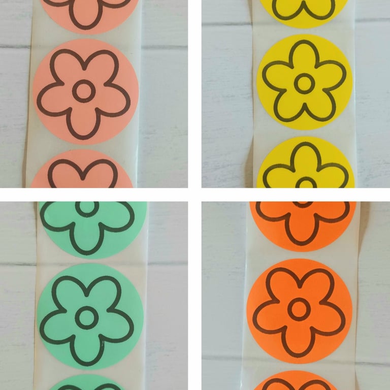 40 'Lazy Daisy' Thermal Printed Stickers (Lazy daisy mix) 