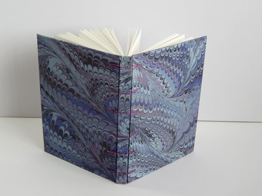 A6 Blue Marbled Journal. Secret Belgian Binding Gifts for Teens Gifts for Geeks.