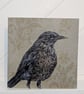 Female Blackbird Embroidery Art Greeting Cards