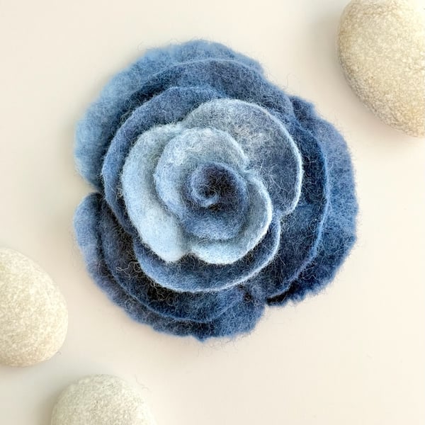 Felt Flower Rose Brooch – Handcrafted Merino Wool Jewellery