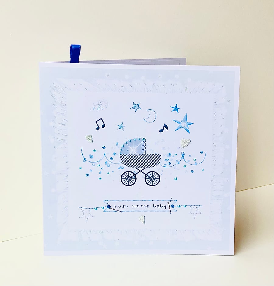 New Baby Card In Blue,Greeting Card New Baby,Can Be Personalised 