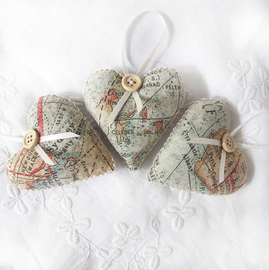 SET OF 3 LAVENDER BAGS - MAPS TRAVEL TIM HOLTZ FABRIC