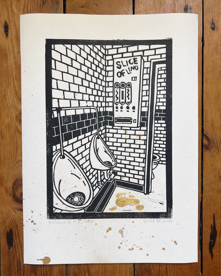 Total Pisstake A3 Lino Print