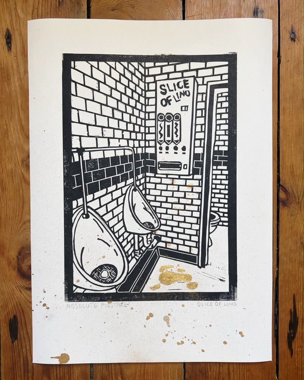 Total Pisstake A3 Lino Print
