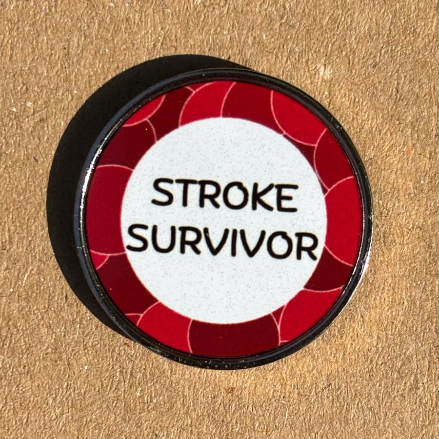 Stroke Survivor Pin Badge Red Awareness Stainless Steel 25 mm