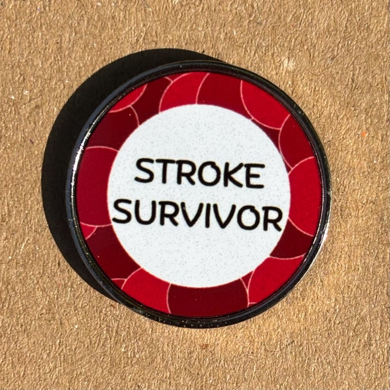Stroke Survivor Pin Badge Red Awareness Stainless Steel 25 mm