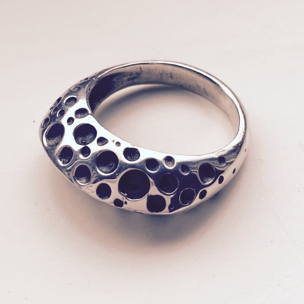 Chunky silver and oxidised bubble ring