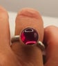 Handmade Sterling Silver Ring – 10mm Synthetic Ruby Cabochon - Size J - Image 10
