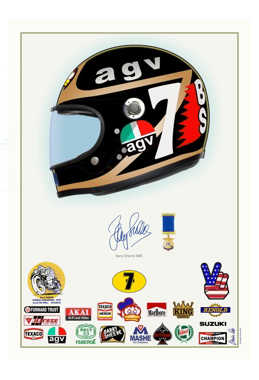 Barry Sheene - Helmet Art – A3 Art Print