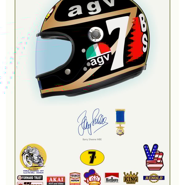 Barry Sheene - Helmet Art – A3 Art Print