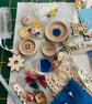 Slow Stitching kit, mix textiles, fabric and trims  - Image 4