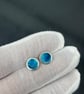 Enamel Earrings, round enamel studs,  - Image 4