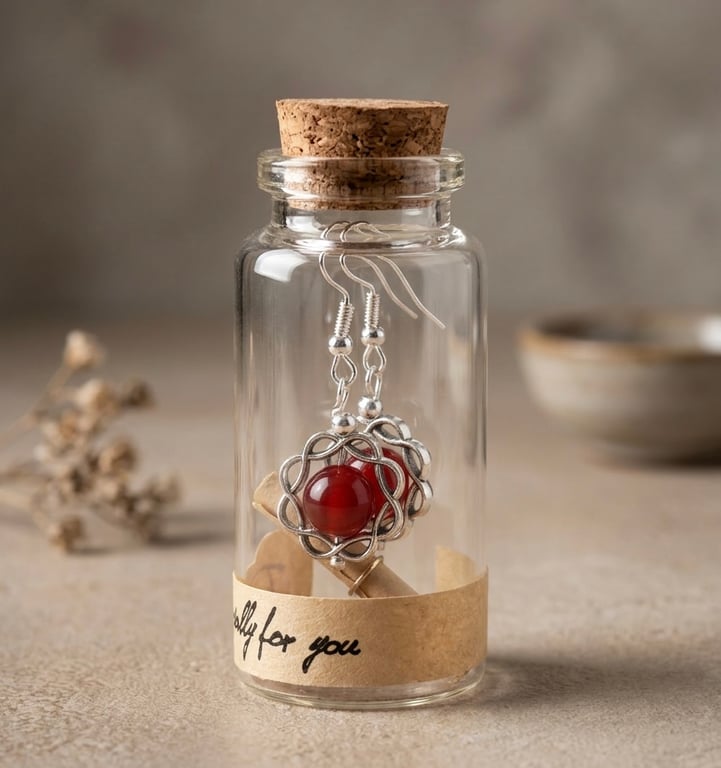 Red Carnelian Earrings in a Bottle,