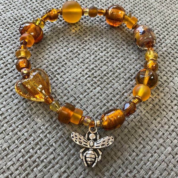 “Honey” glass bead bracelet