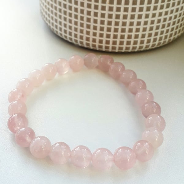 Rose Quartz Stretch gemstone bracelet unisex gift