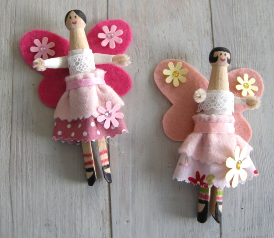 Craft kit Make two fairy peg dolls