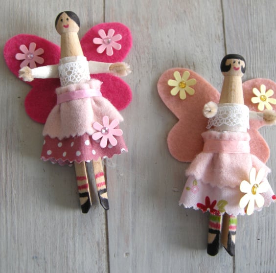 Craft kit Make two fairy peg dolls