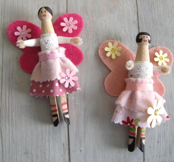 Craft kit Make two fairy peg dolls