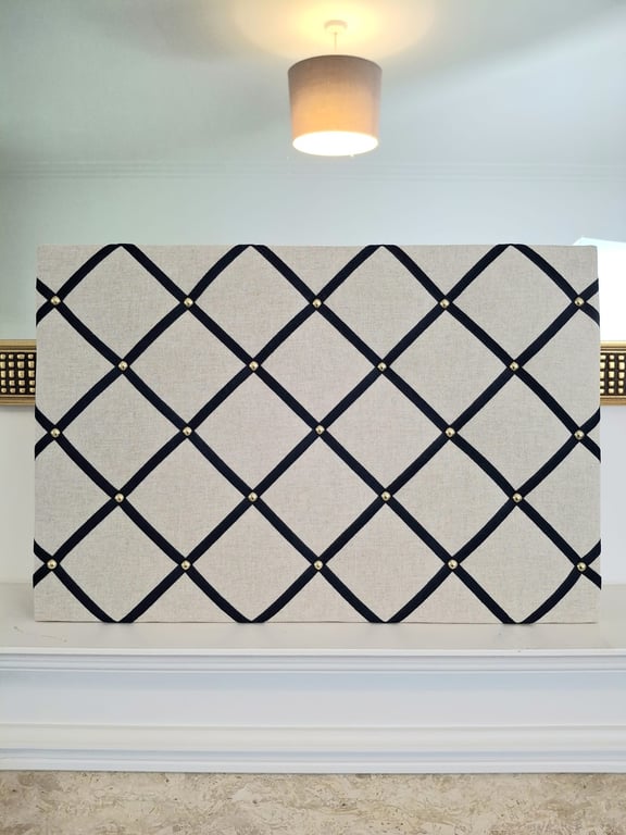 Notice board - Natural and blue braid. 