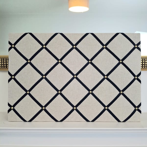 Notice board - Natural and blue braid. 