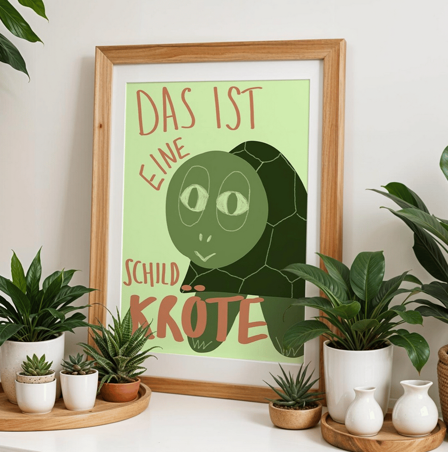 German typography tortoise poster print A3