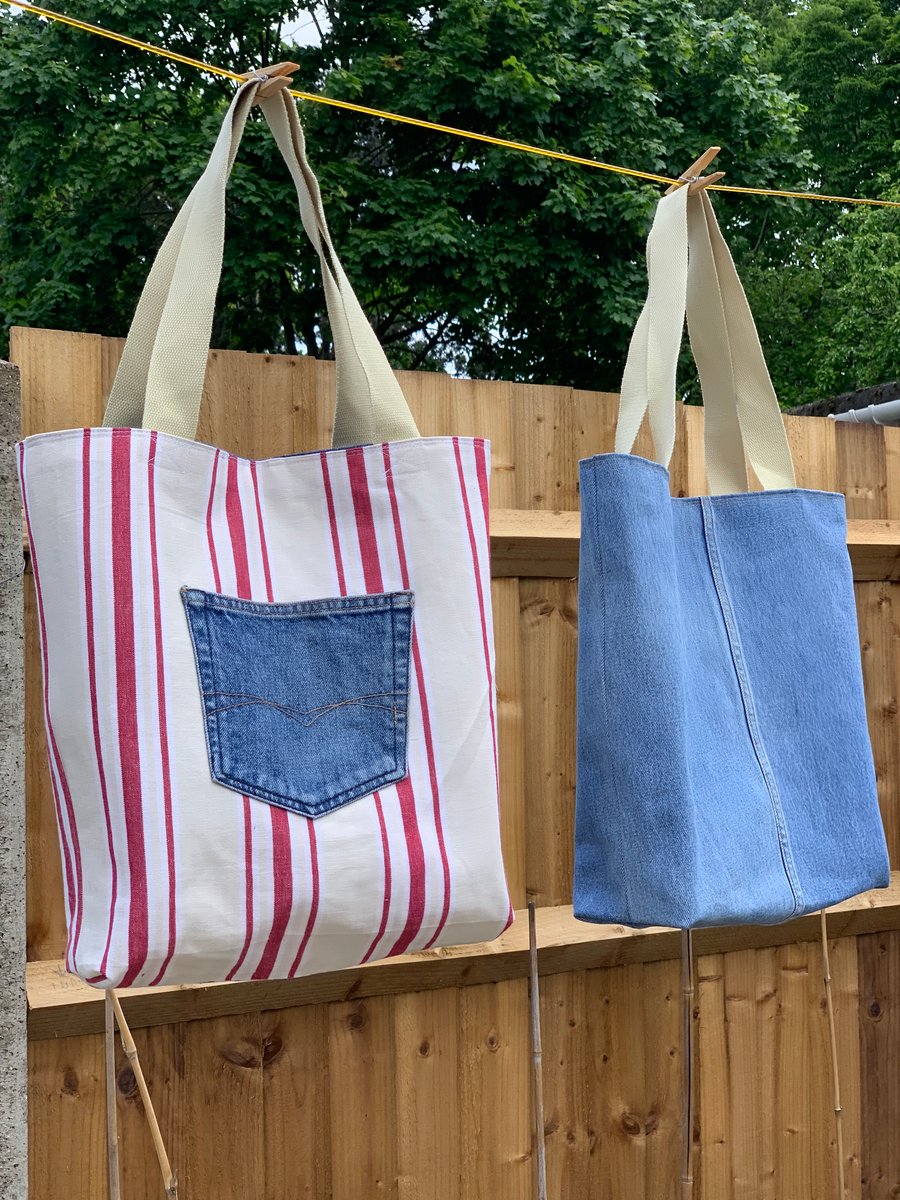 Upcycled Denim, Reversible Tote Bag