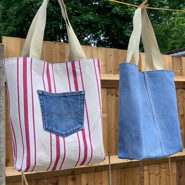 Upcycled Denim, Reversible Tote Bag