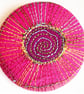 38mm Badge Hand Dyed Fabric Floral badge with Free Machine Embroidery 